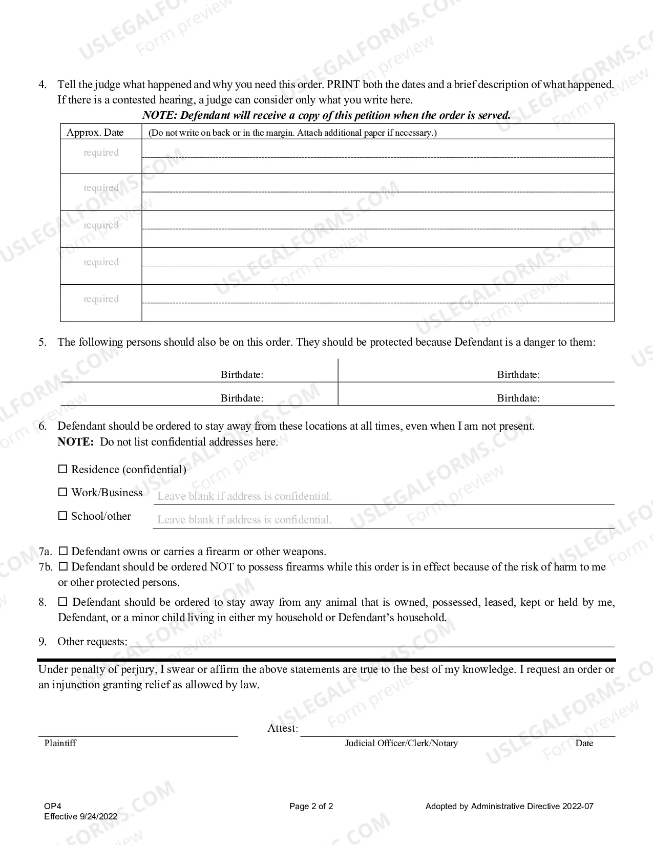 Preview Acceptance Of Service (Protection Orders-Injunctions Against Harrassment)