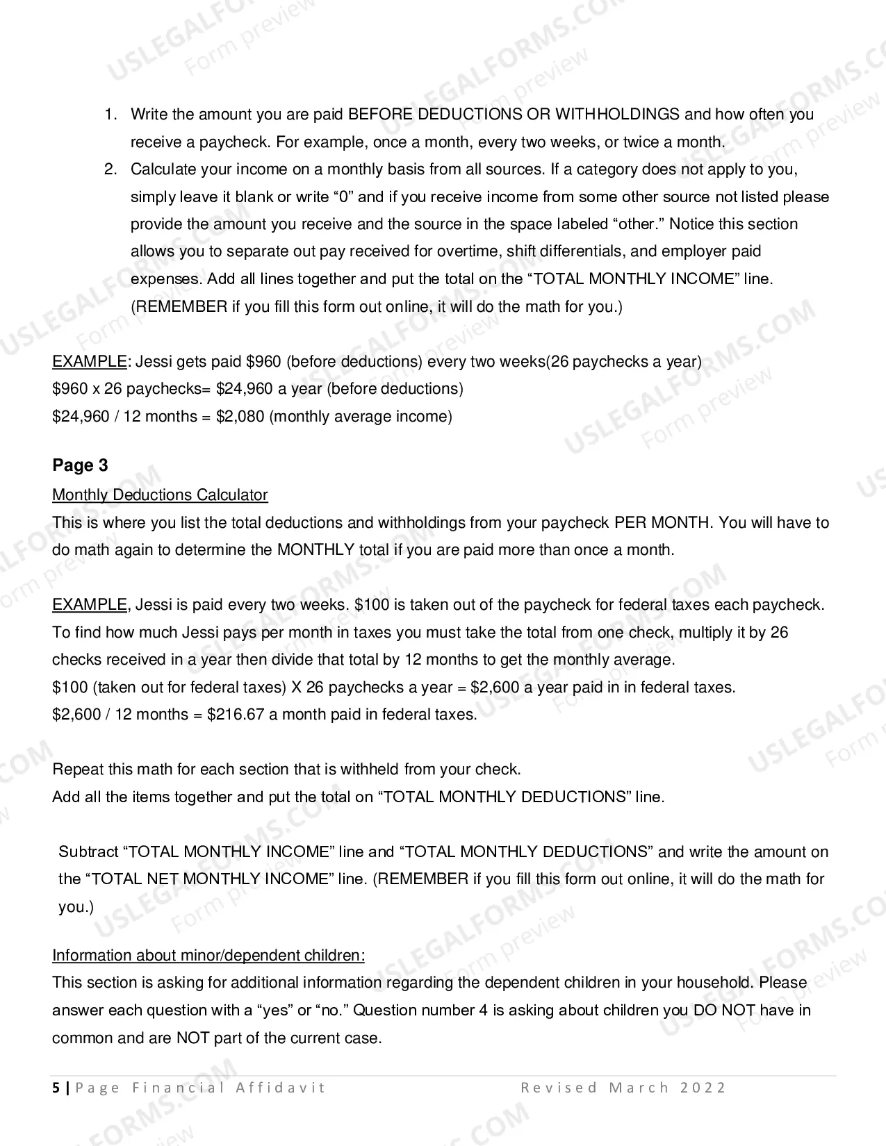Preview Affidavit Of Financial Information