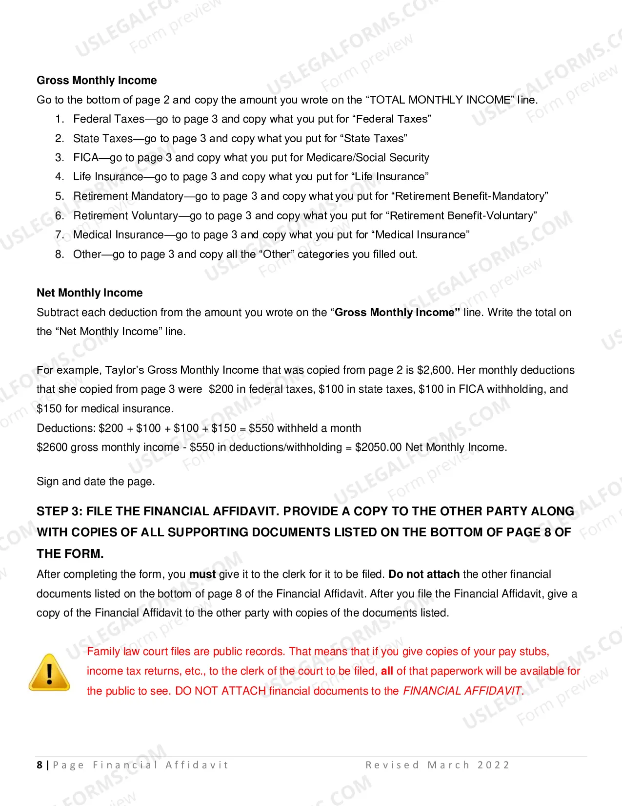 Preview Affidavit Of Financial Information