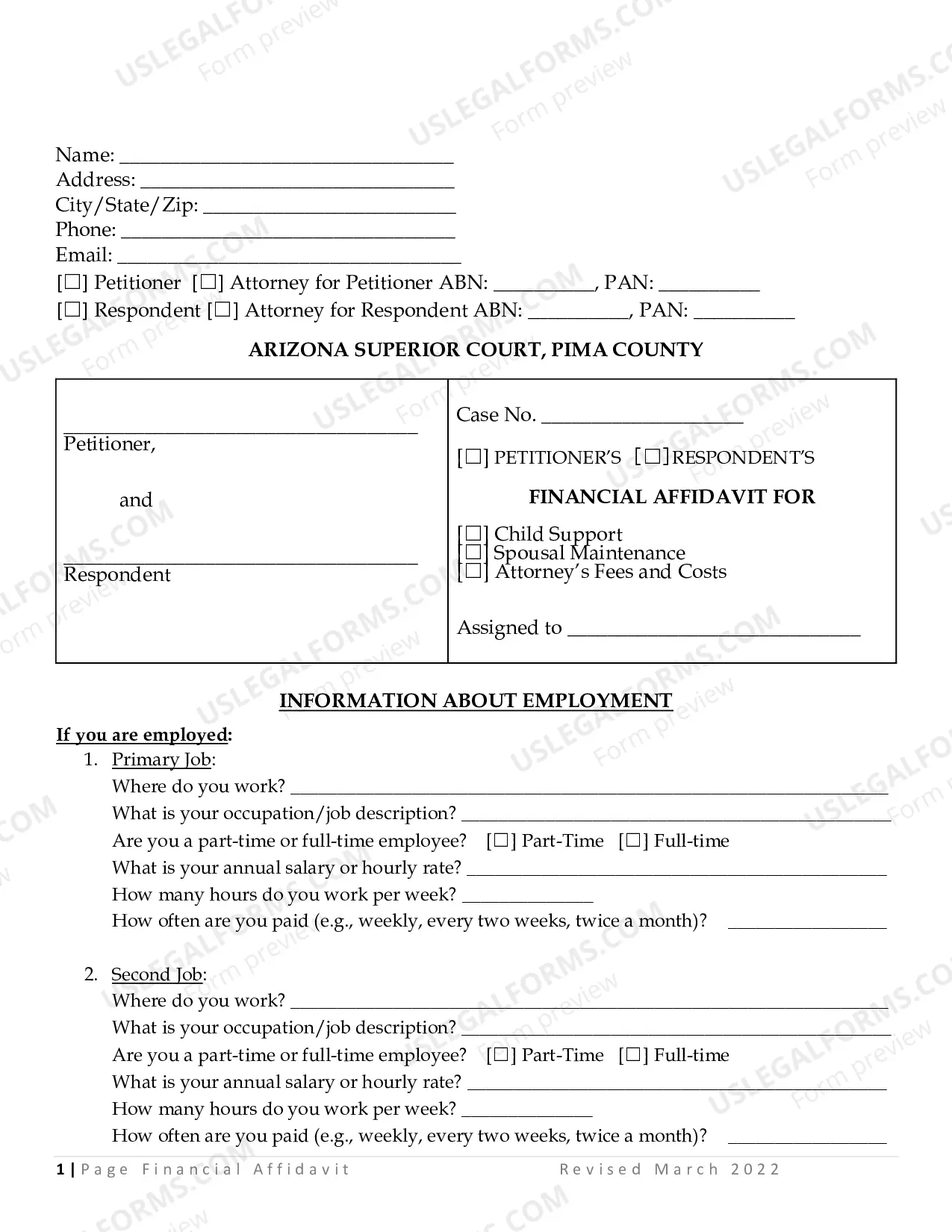 Preview Affidavit Of Financial Information