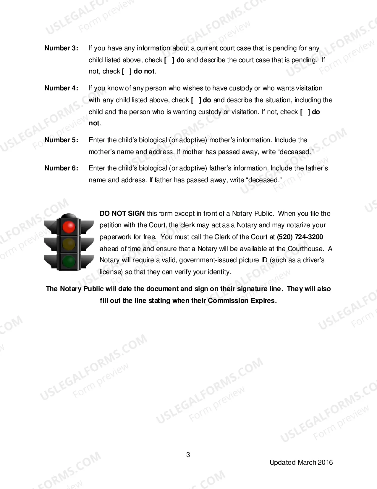 Preview Affidavit Re Minor Children