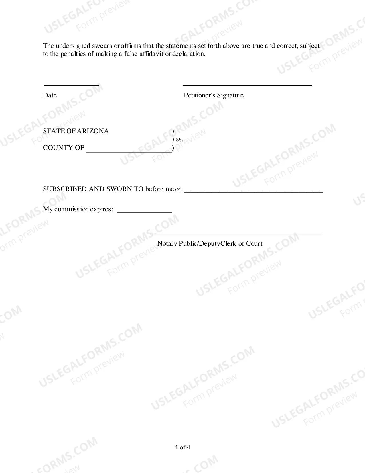 Preview Affidavit Re Minor Children