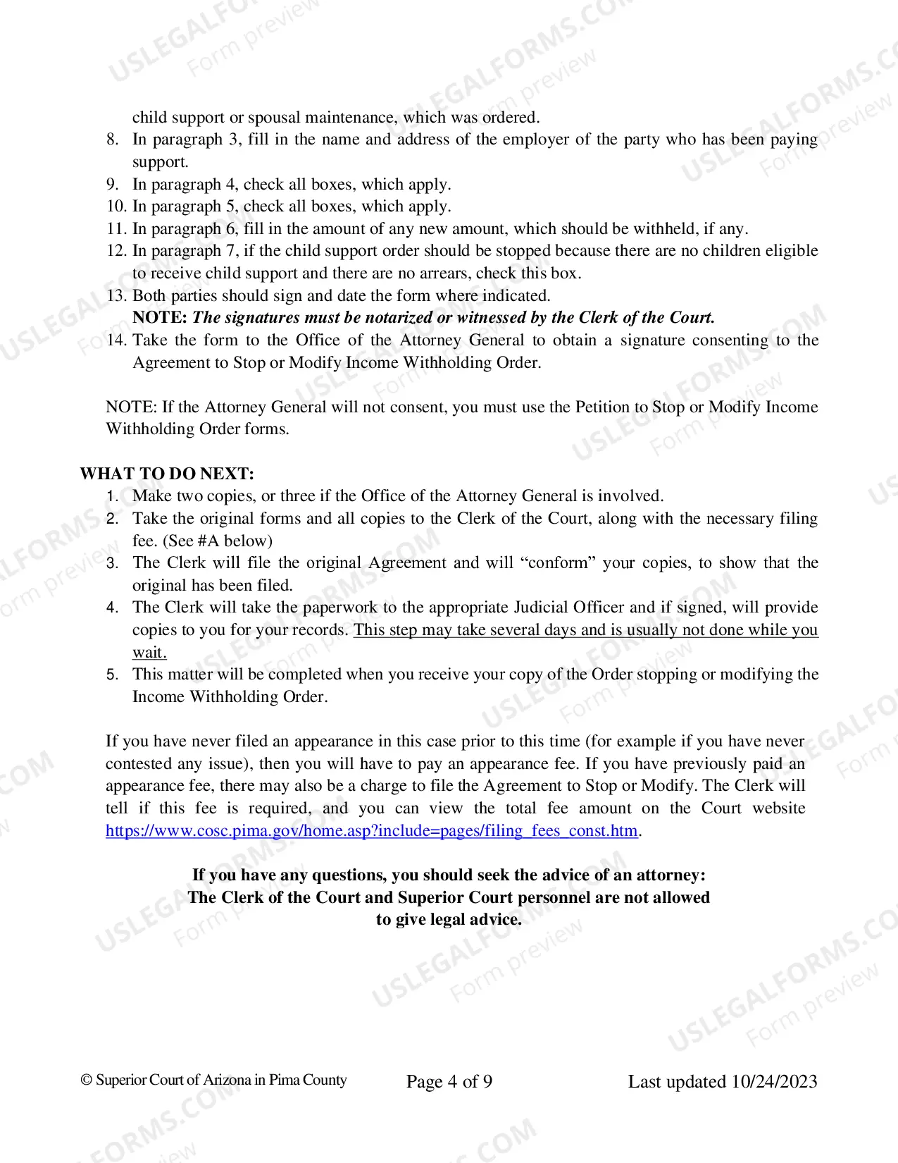 Preview Agreement to Stop Income Withholding Order