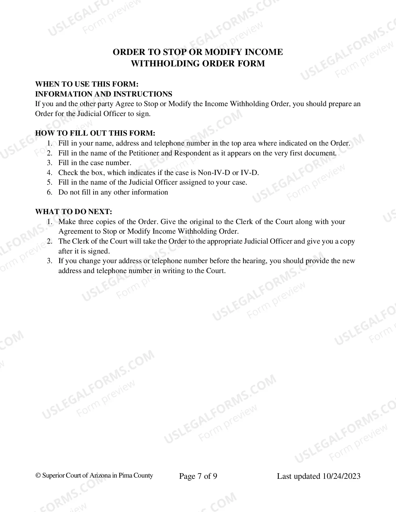 Preview Agreement to Stop Income Withholding Order