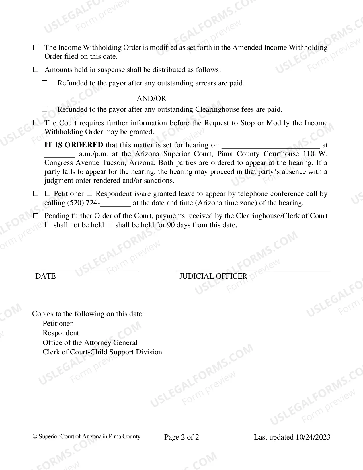Preview Agreement to Stop Income Withholding Order
