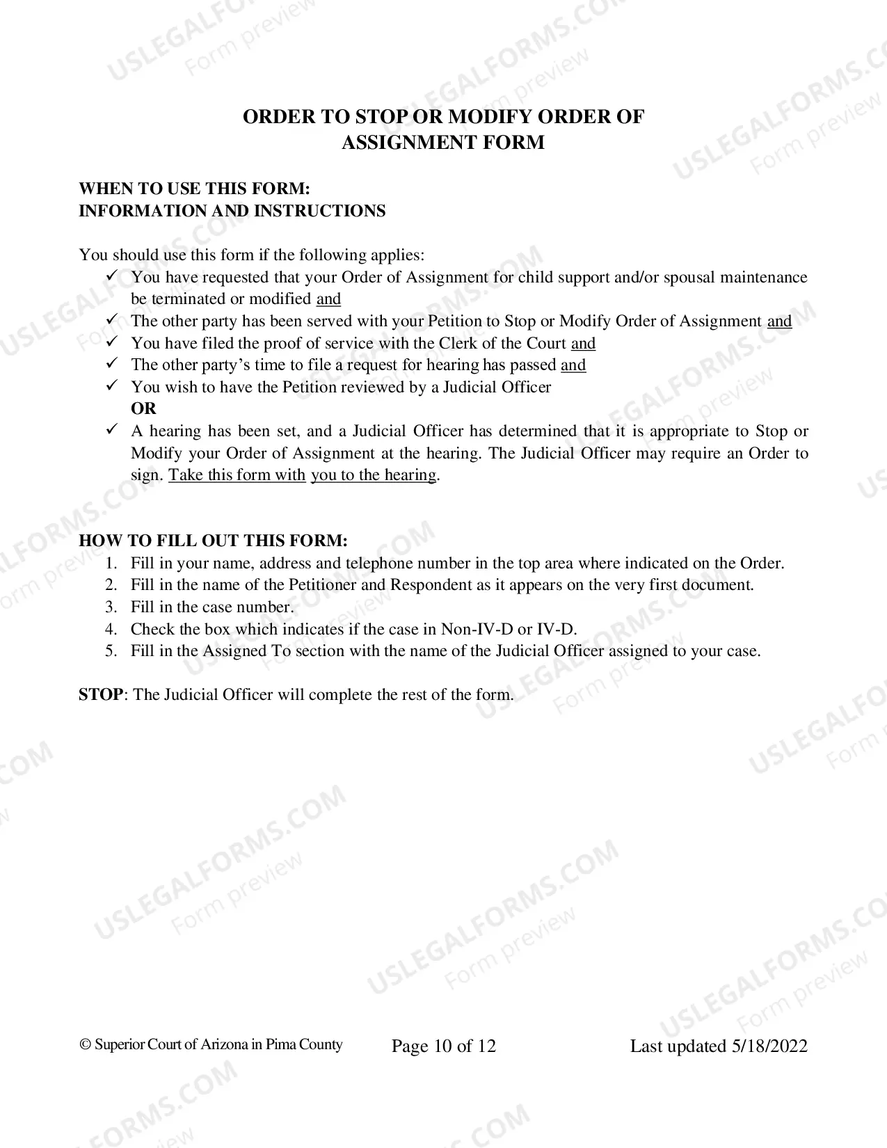 Preview Petition to Stop Income Withholding Order