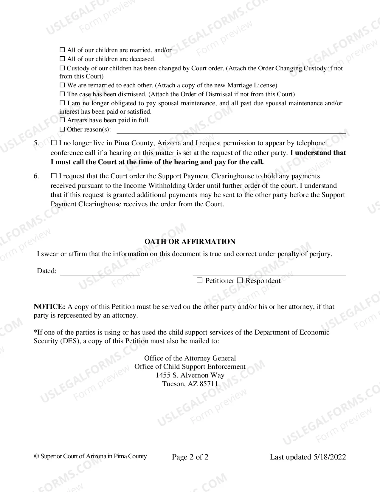 Preview Petition to Stop Income Withholding Order