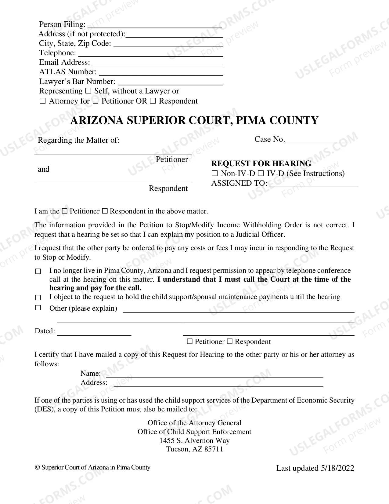 Preview Petition to Stop Income Withholding Order