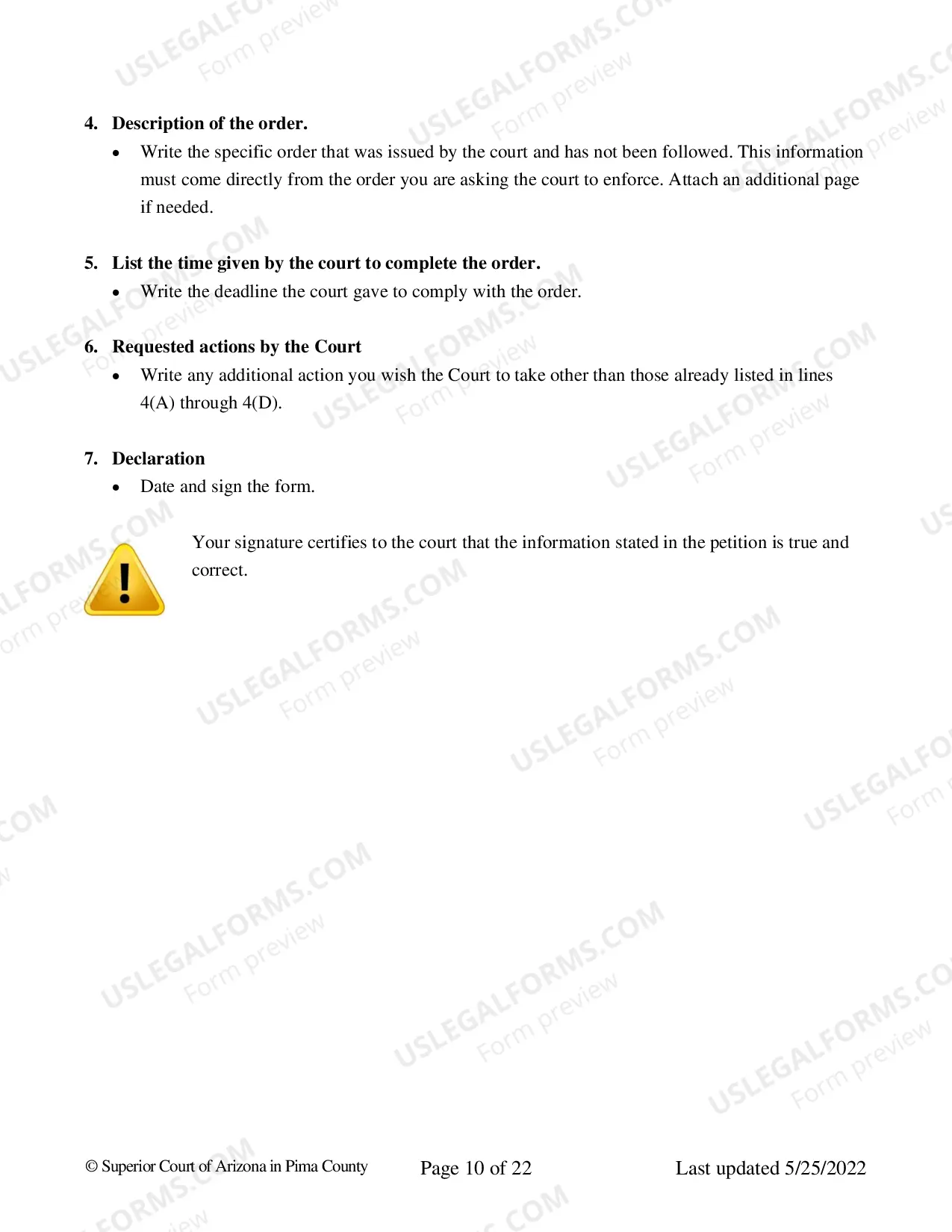 Preview Request to Enforce (Non-Support Orders)