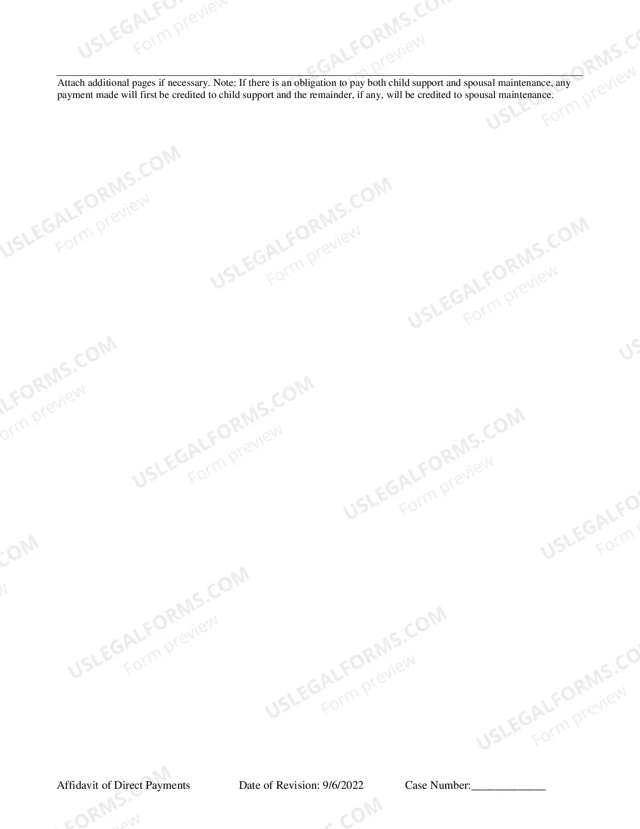 Preview Affidavit of Direct Payments