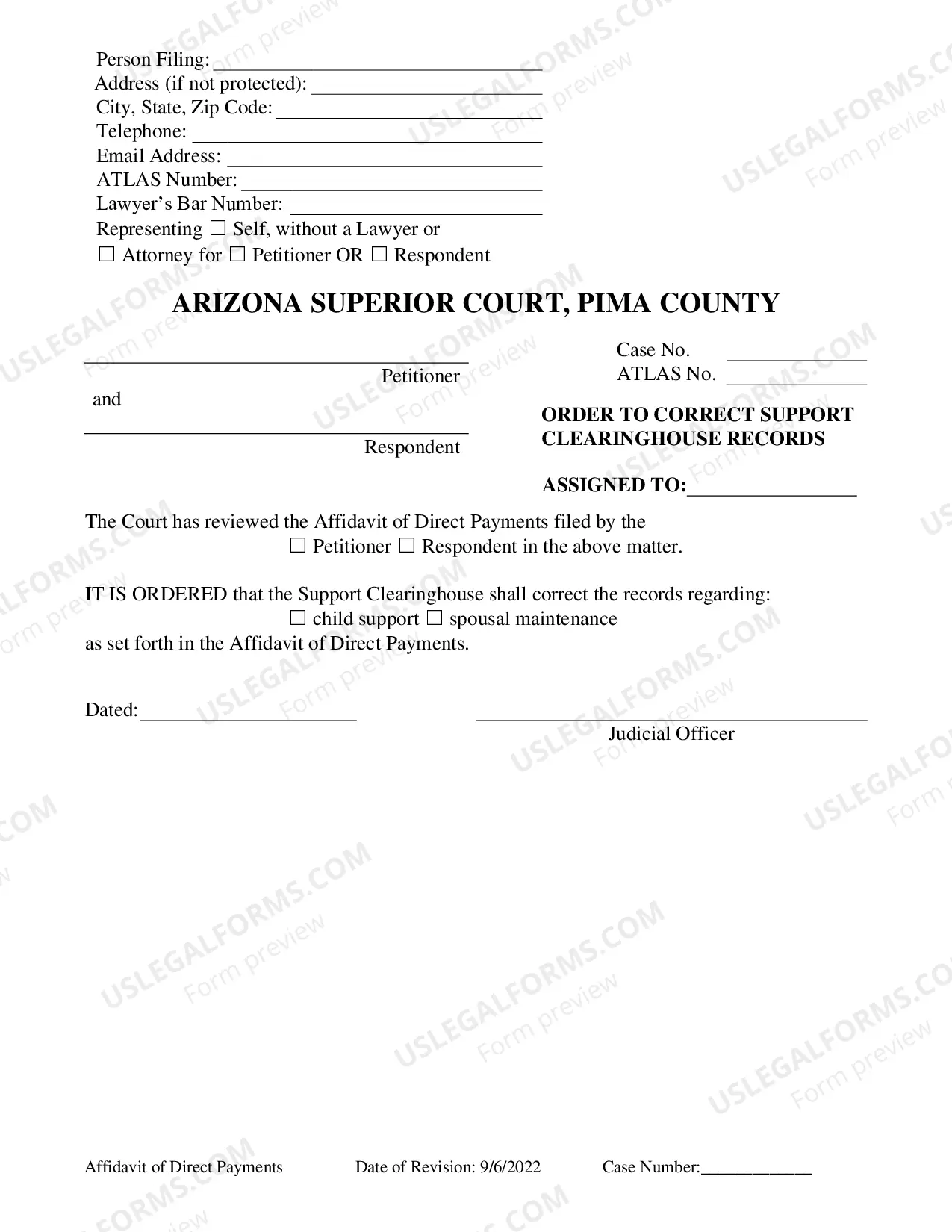 Preview Affidavit of Direct Payments