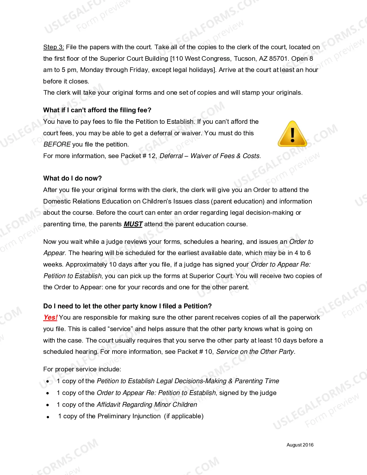 Preview Petition to Establish Legal Decision-Making and Parenting Time