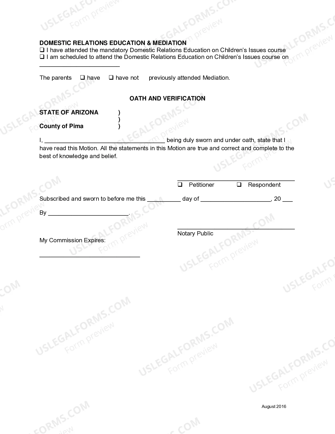 Preview Petition to Establish Legal Decision-Making and Parenting Time