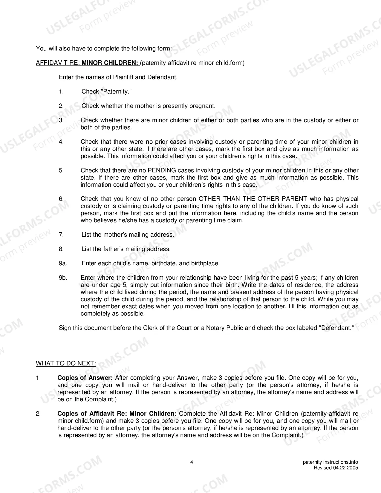 Preview Answer To Paternity Complaint