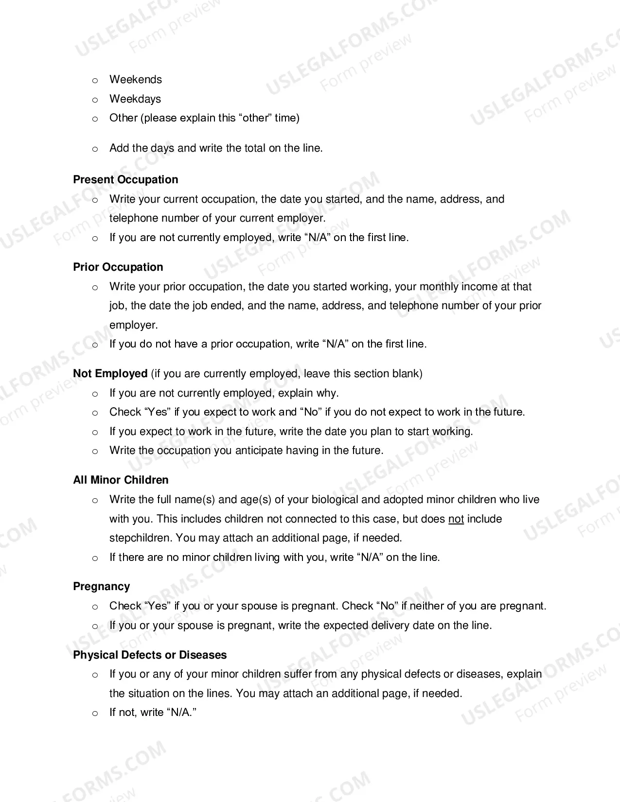 Preview Child Support Financial Affidavit