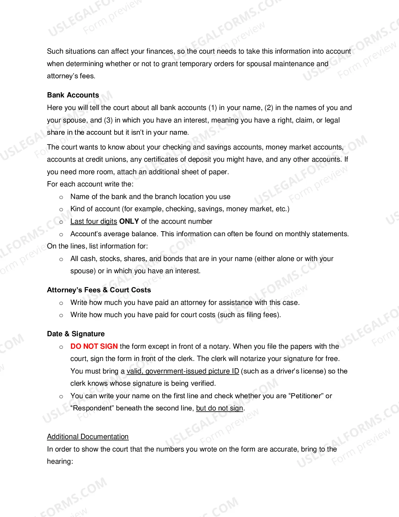 Preview Child Support Financial Affidavit