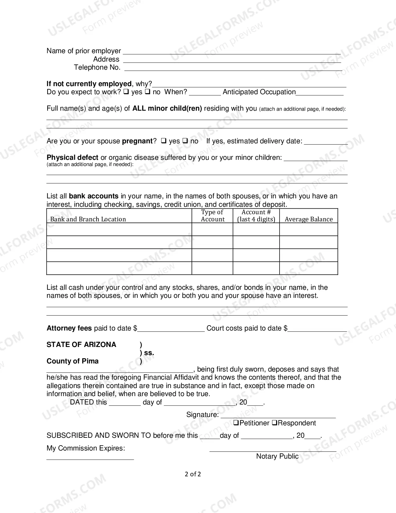 Preview Child Support Financial Affidavit