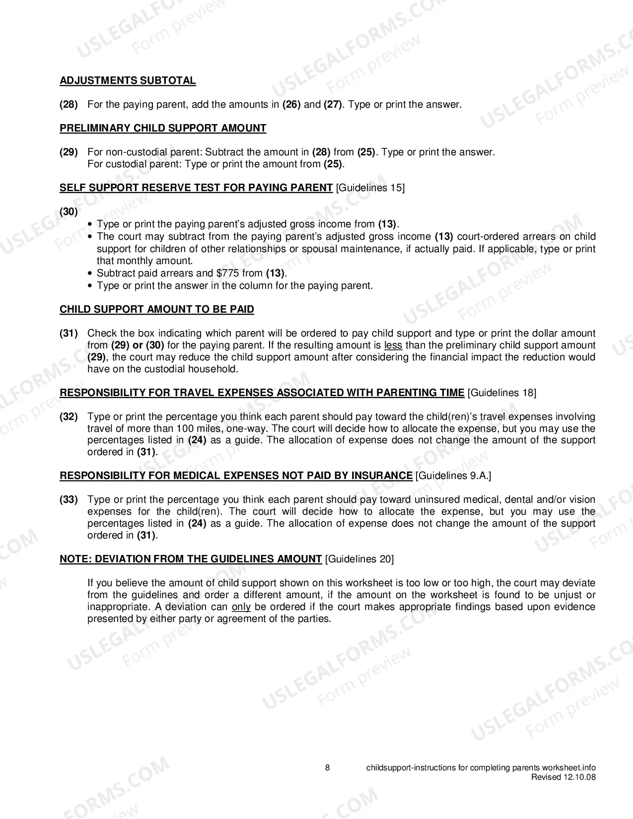 Preview Packet - ESTABLISHING AN ORDER FOR CHILD SUPPORT OR SPOUSAL MAINTENANCE AND WAGE ASSIGNMENT
