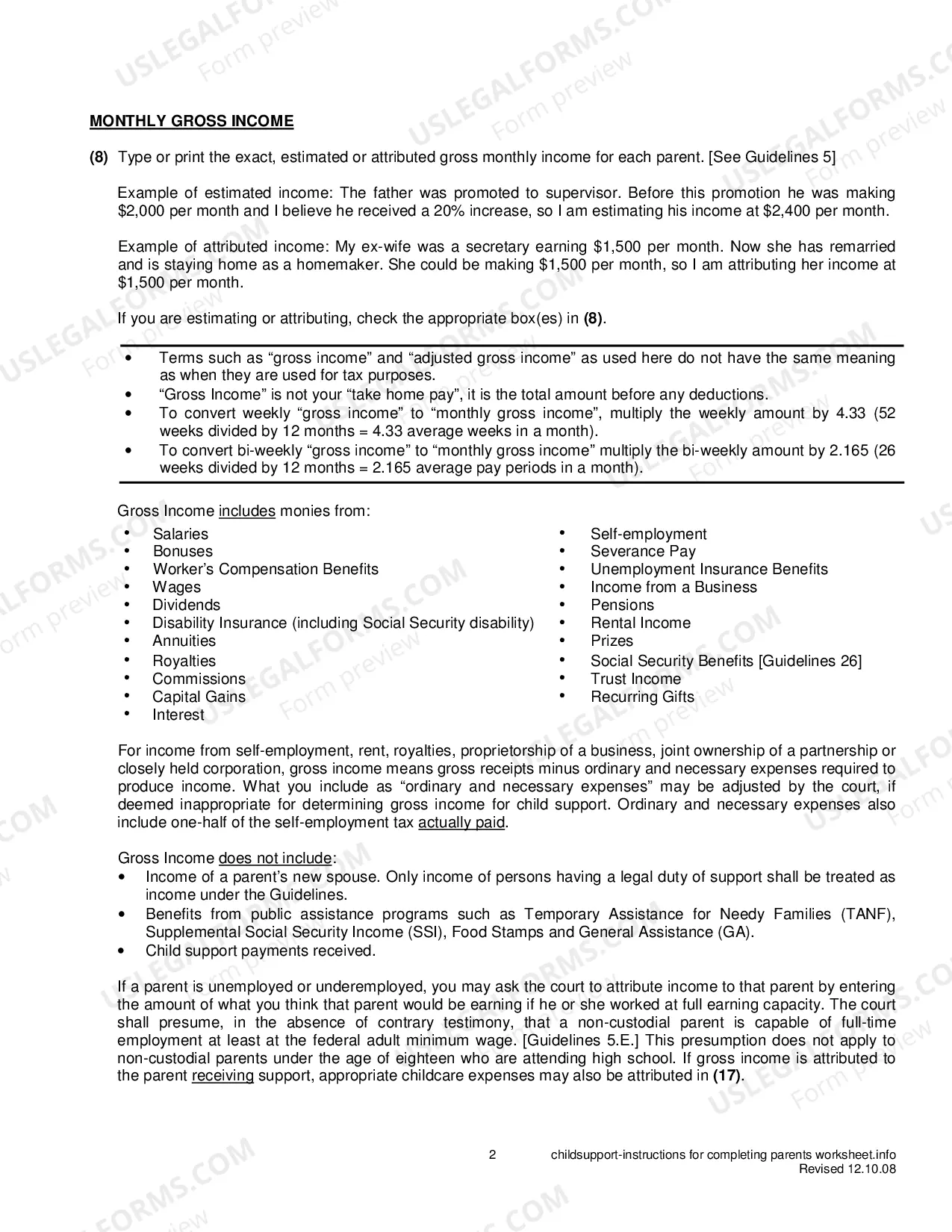 Preview Packet - ESTABLISHING AN ORDER FOR CHILD SUPPORT OR SPOUSAL MAINTENANCE AND WAGE ASSIGNMENT