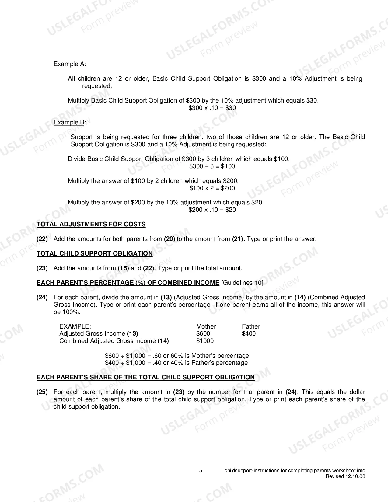 Preview Packet - ESTABLISHING AN ORDER FOR CHILD SUPPORT OR SPOUSAL MAINTENANCE AND WAGE ASSIGNMENT
