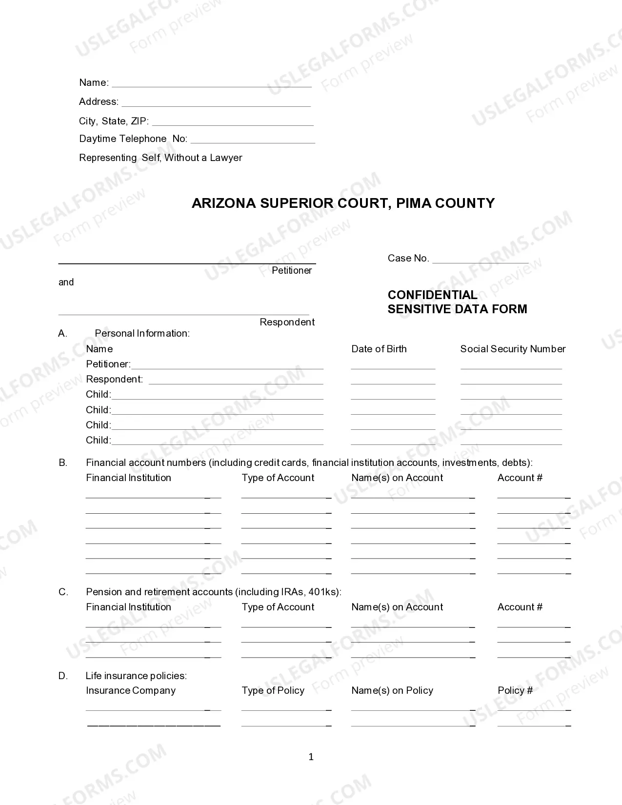 Preview Confidential Sensitive Data Form