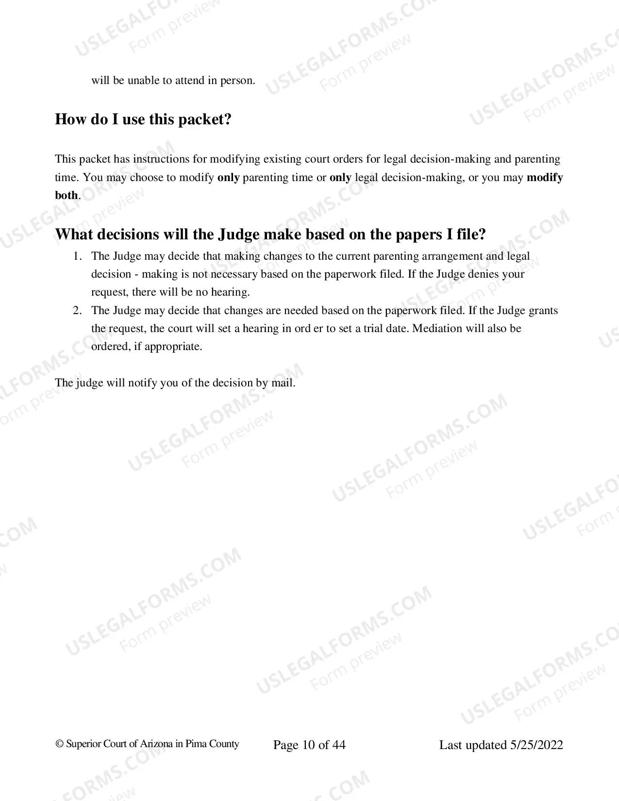 Preview Petition for Modification of Parenting Time and Decision Making