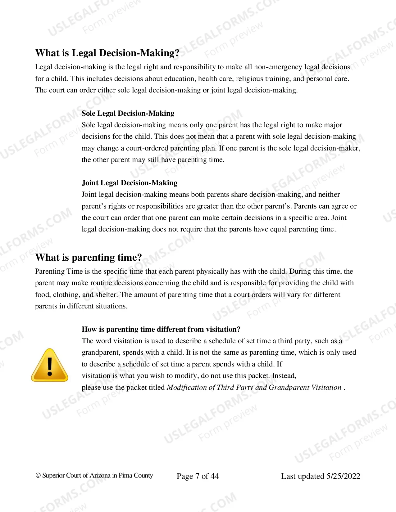 Preview Petition for Modification of Parenting Time and Decision Making