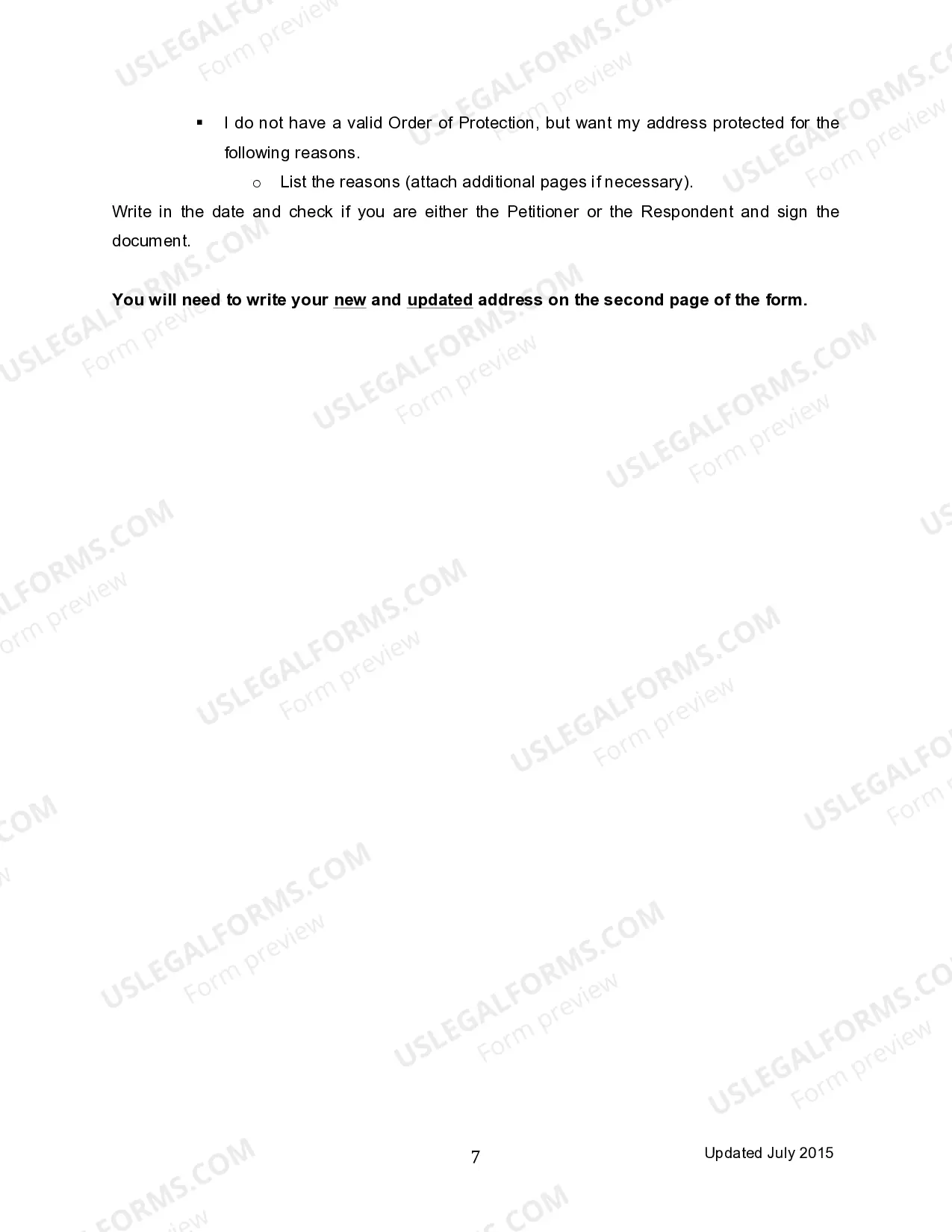 Preview Order For Protected Address