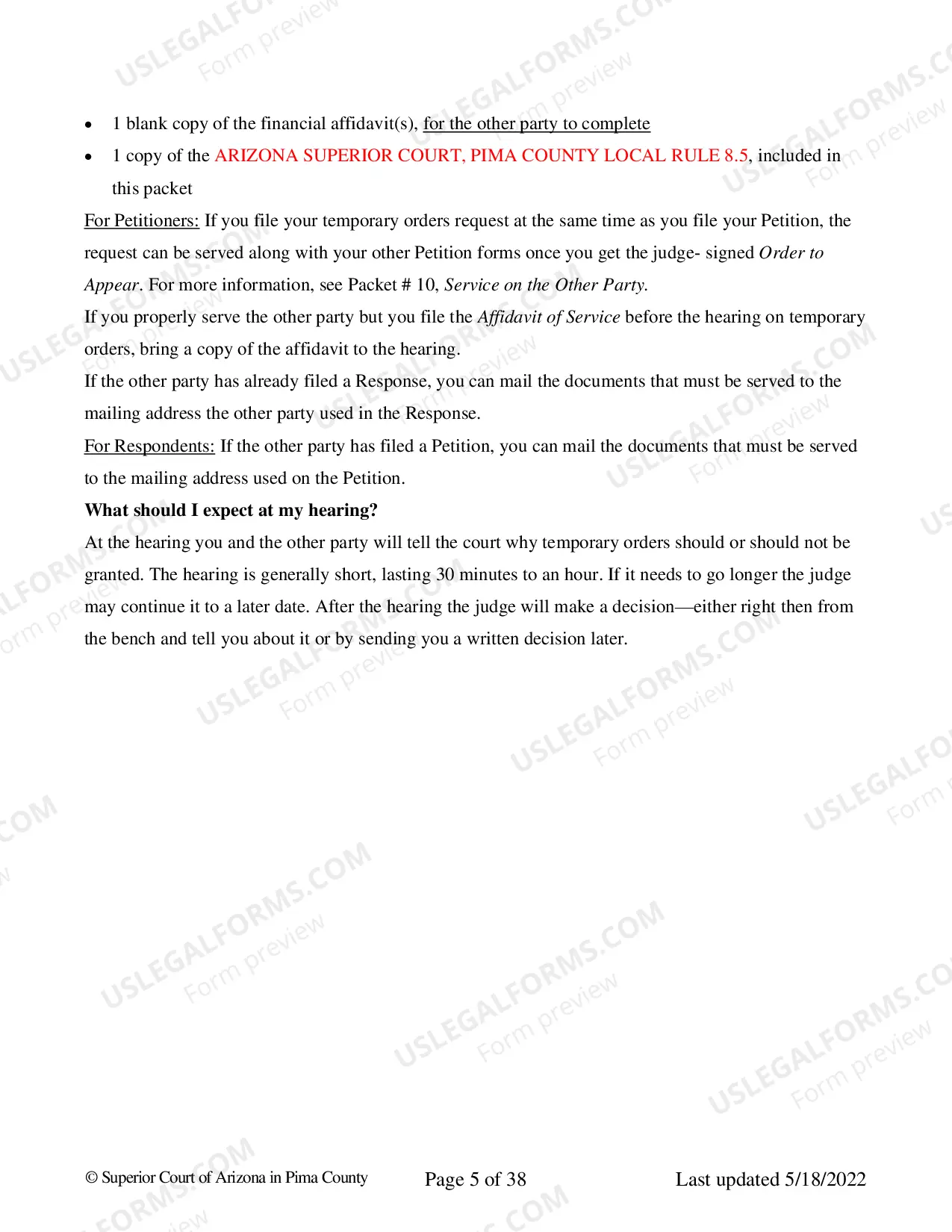 Preview Order To Appear Temporary Orders