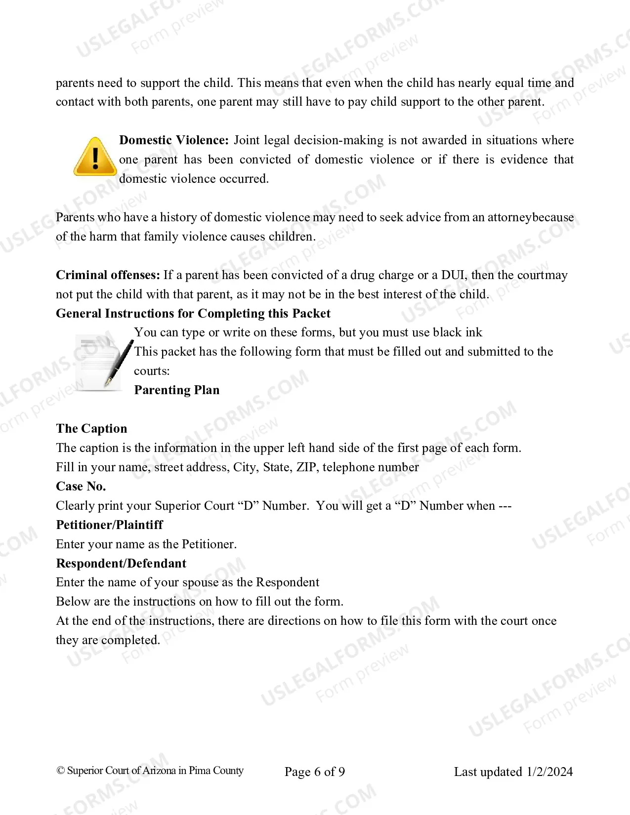 Preview Parenting Plan And Joint Custody Agreement