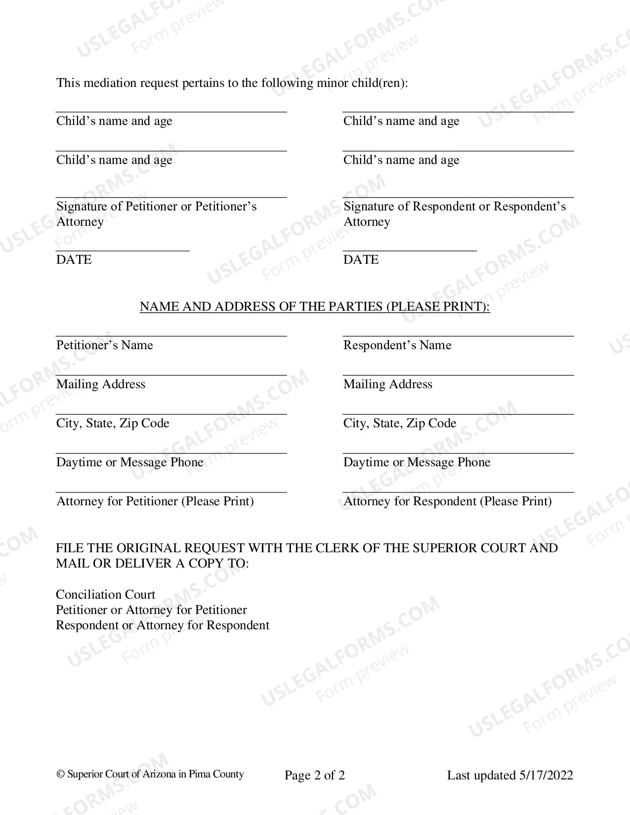 Preview Request For Post Decree-Post Judgment Mediation
