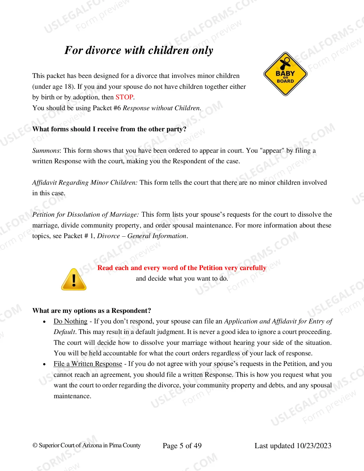 Preview Divorce with Children - Response