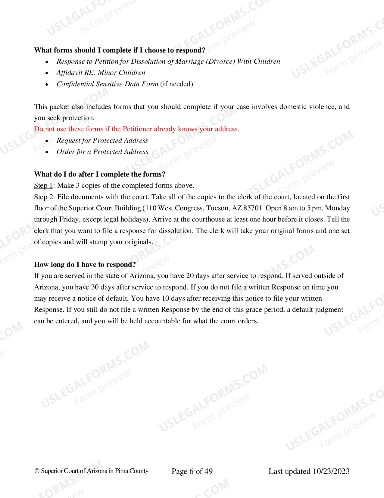 Preview Divorce with Children - Response