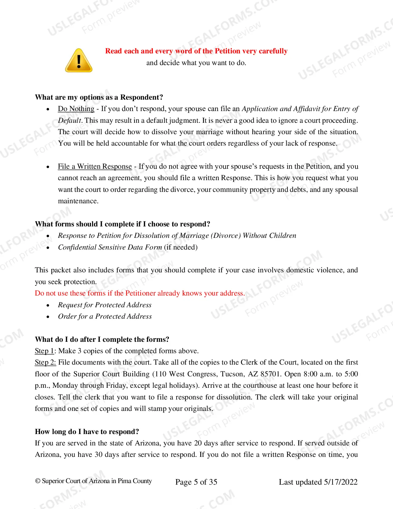 Preview Divorce without Children - Response