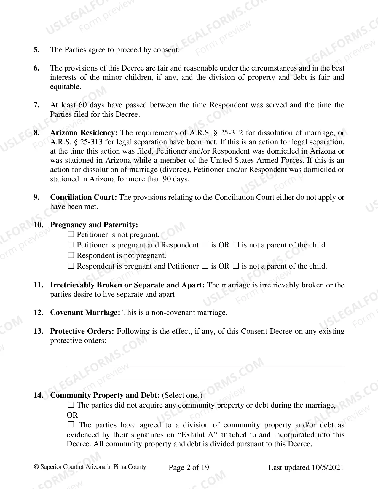 Preview Consent Decree for Dissolution