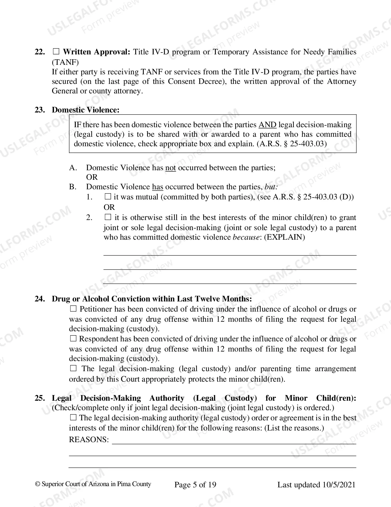 Preview Consent Decree for Dissolution