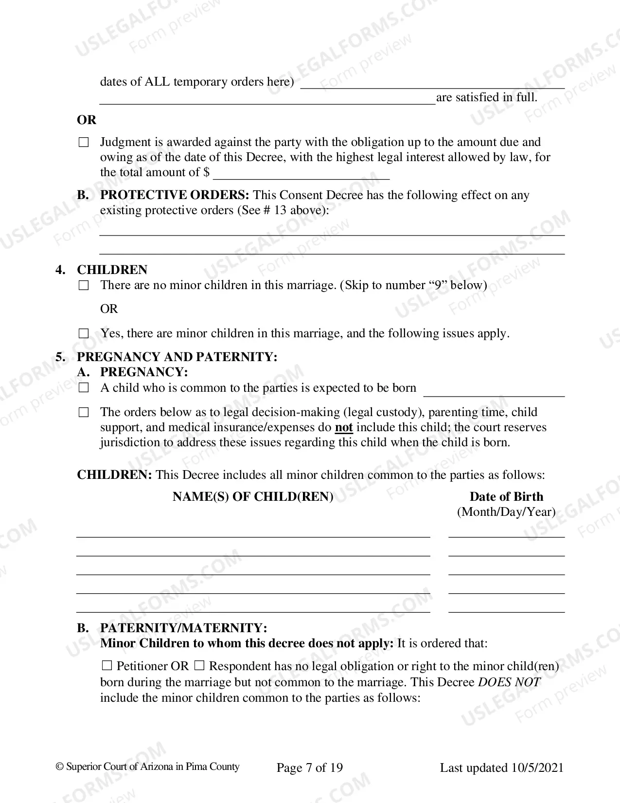 Preview Consent Decree for Dissolution