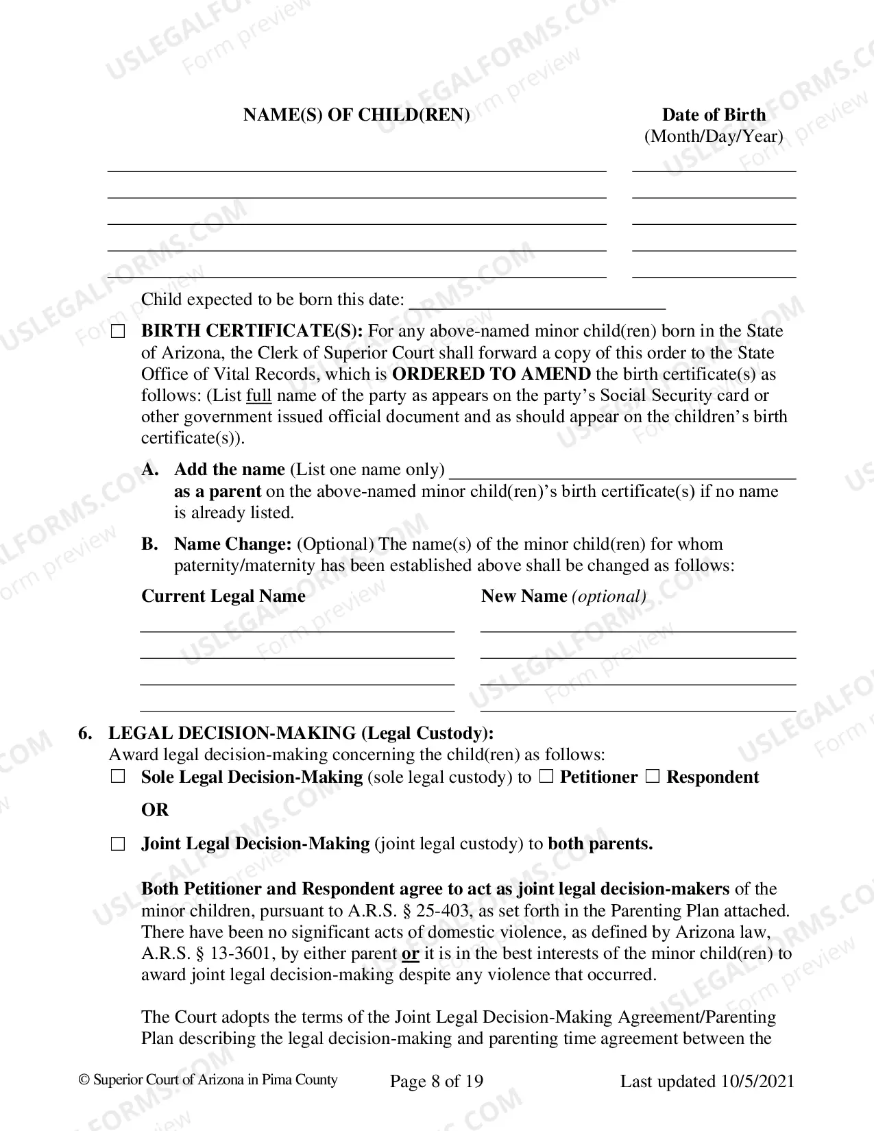 Preview Consent Decree for Dissolution