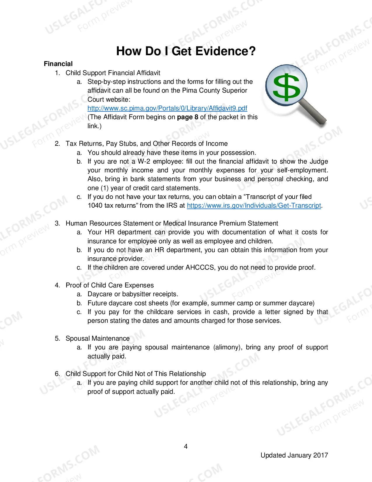 Preview Evidence Manual - Child Support