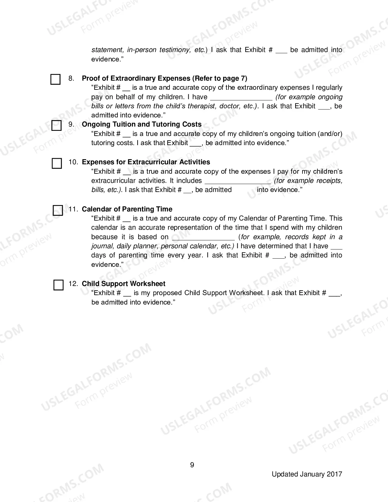 Preview Evidence Manual - Child Support