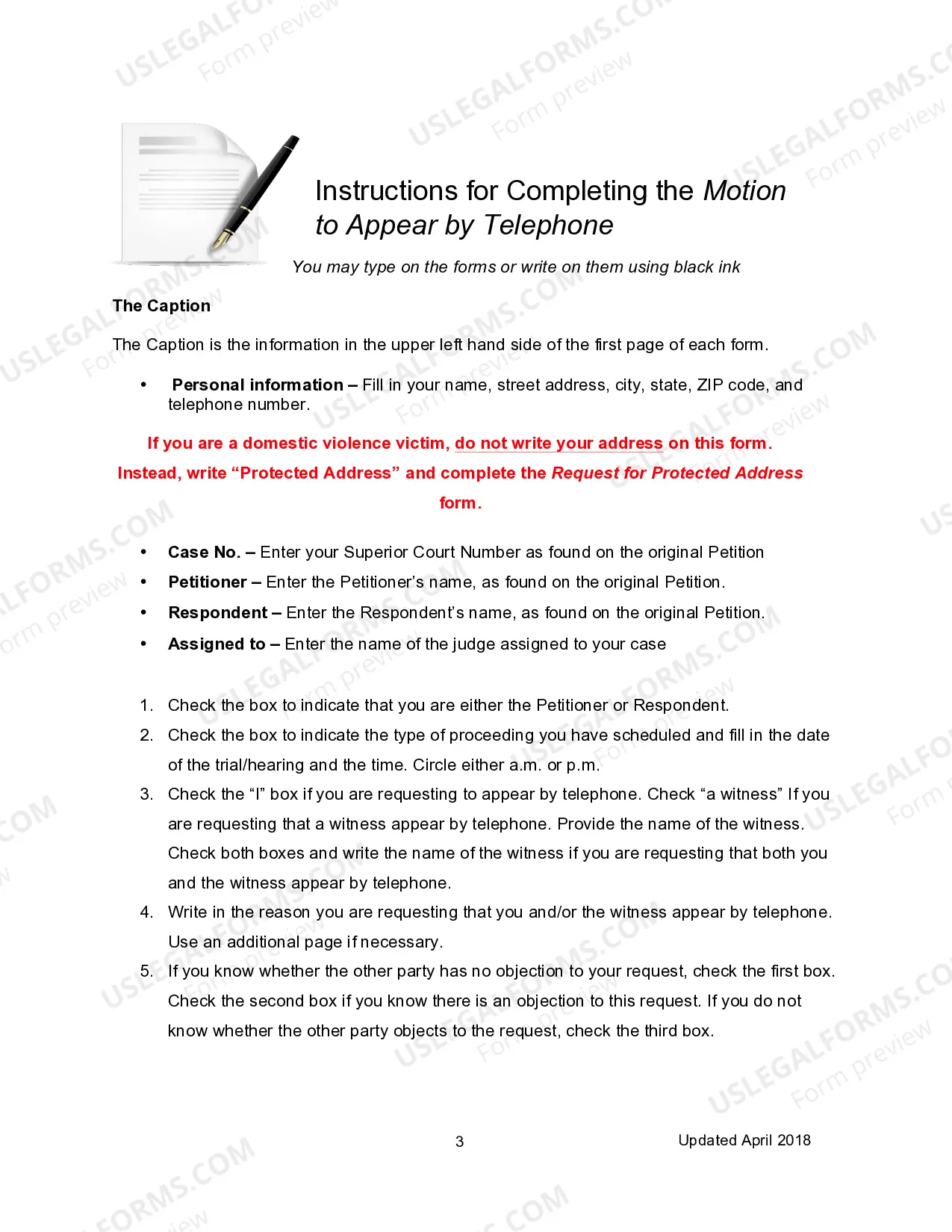 Preview Motion To Appear by Telephone