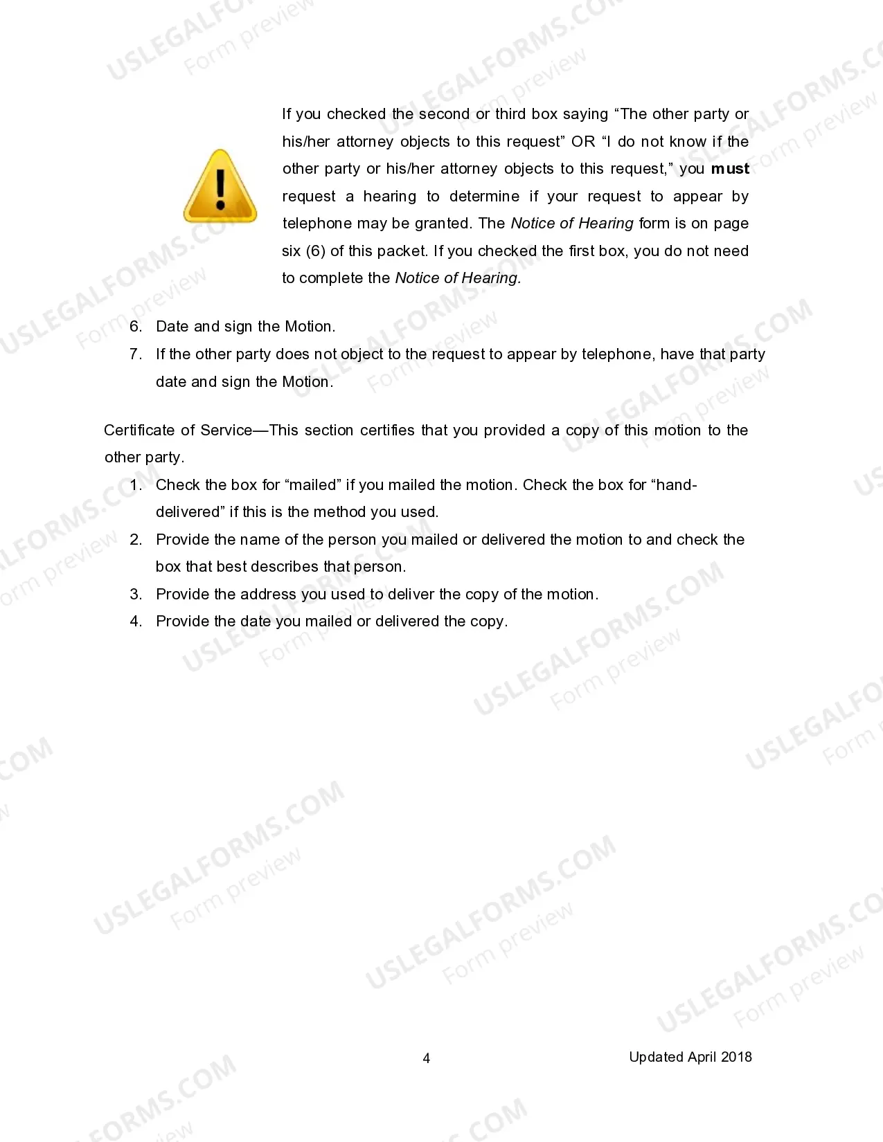 Preview Motion To Appear by Telephone