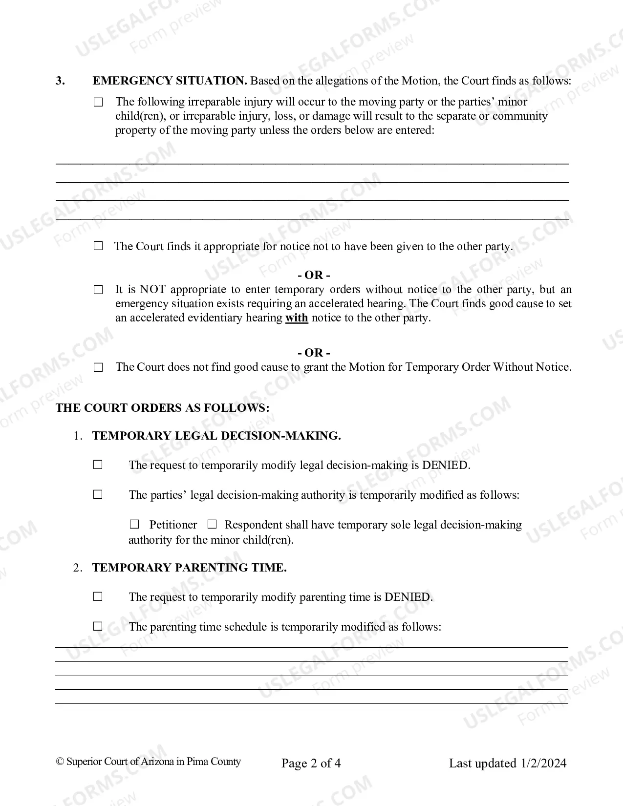 Preview Petition for Emergency Temporary Orders