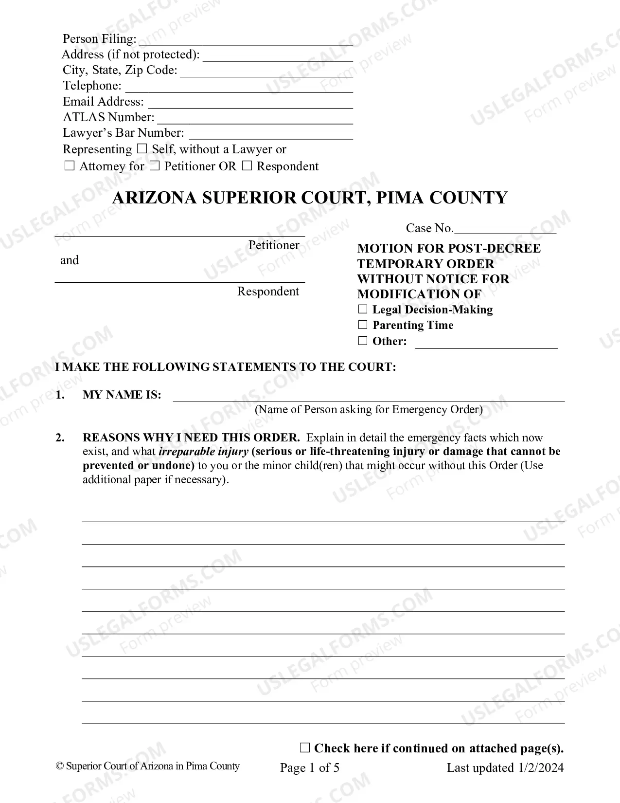 Preview Petition for Emergency Temporary Orders