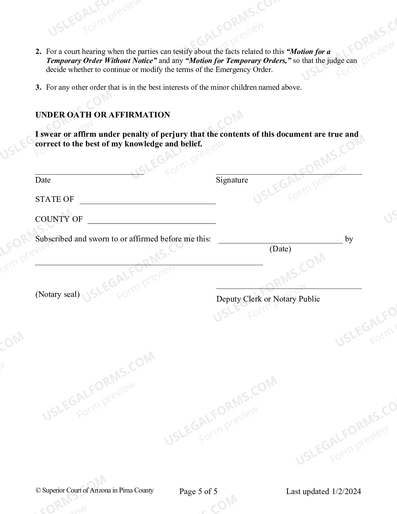 Preview Petition for Emergency Temporary Orders