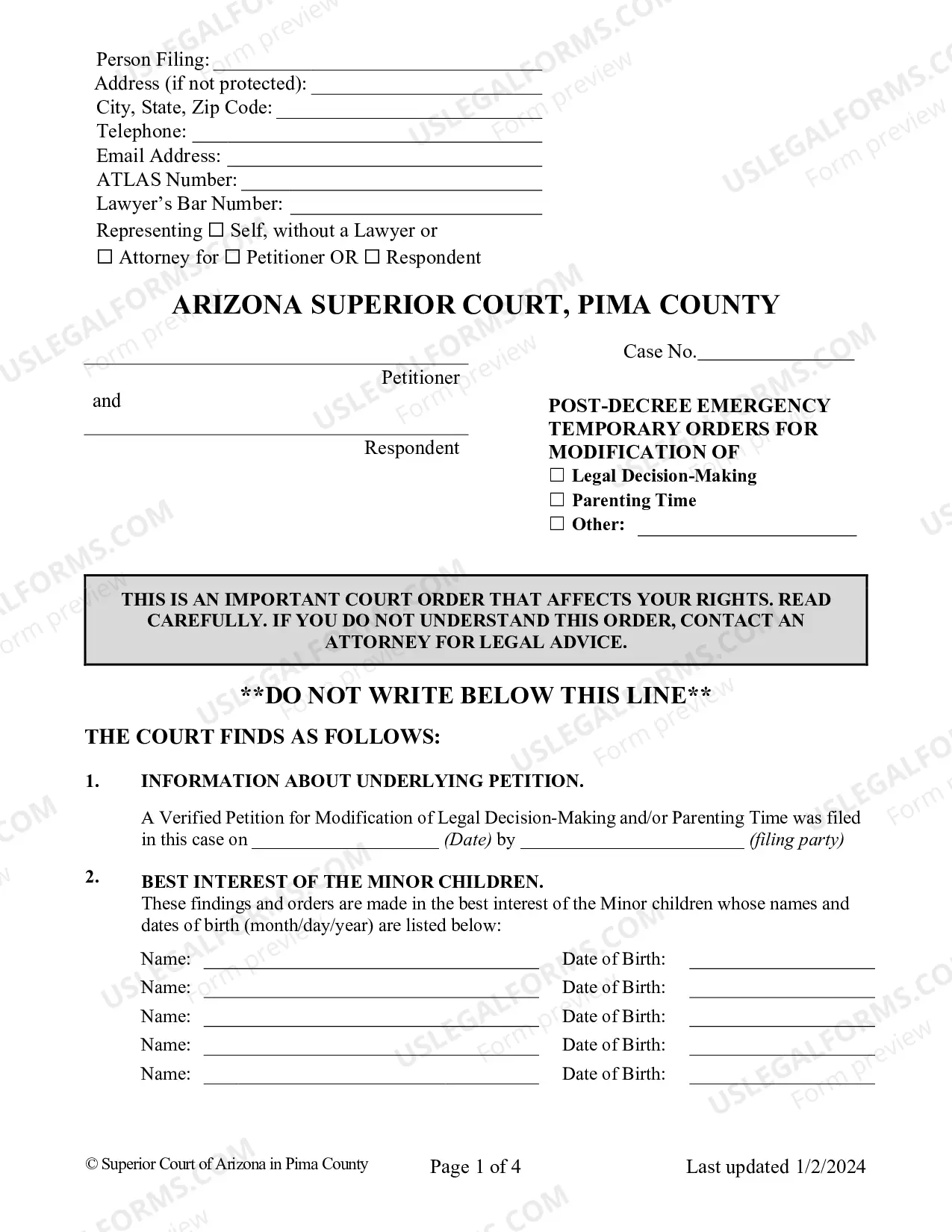 Preview Petition for Emergency Temporary Orders