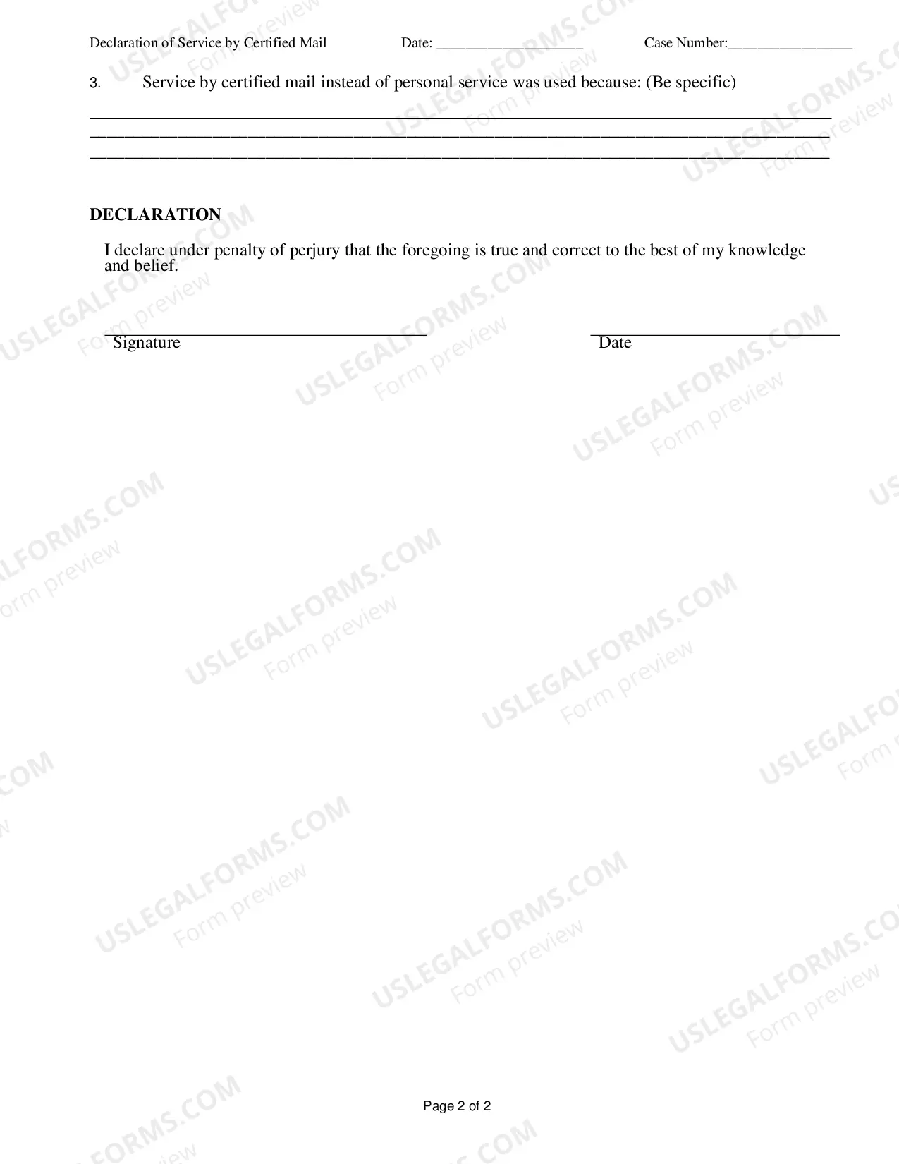 Preview Declaration of Service