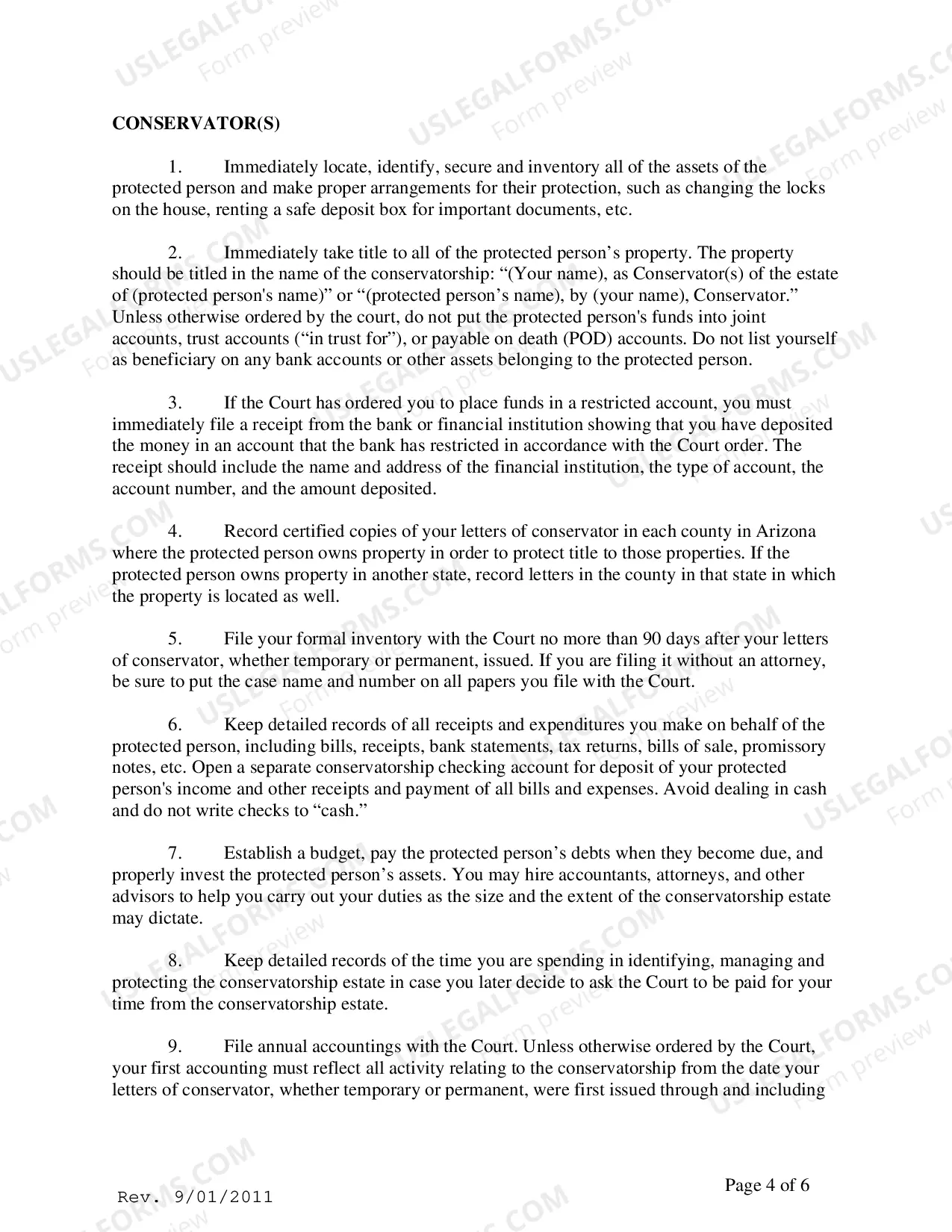 Preview General Order to Guardian and Acknowledgement