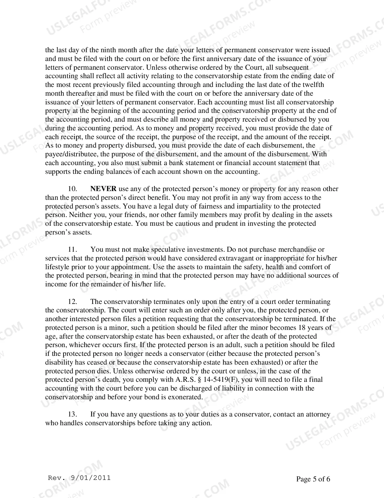 Preview General Order to Guardian and Acknowledgement