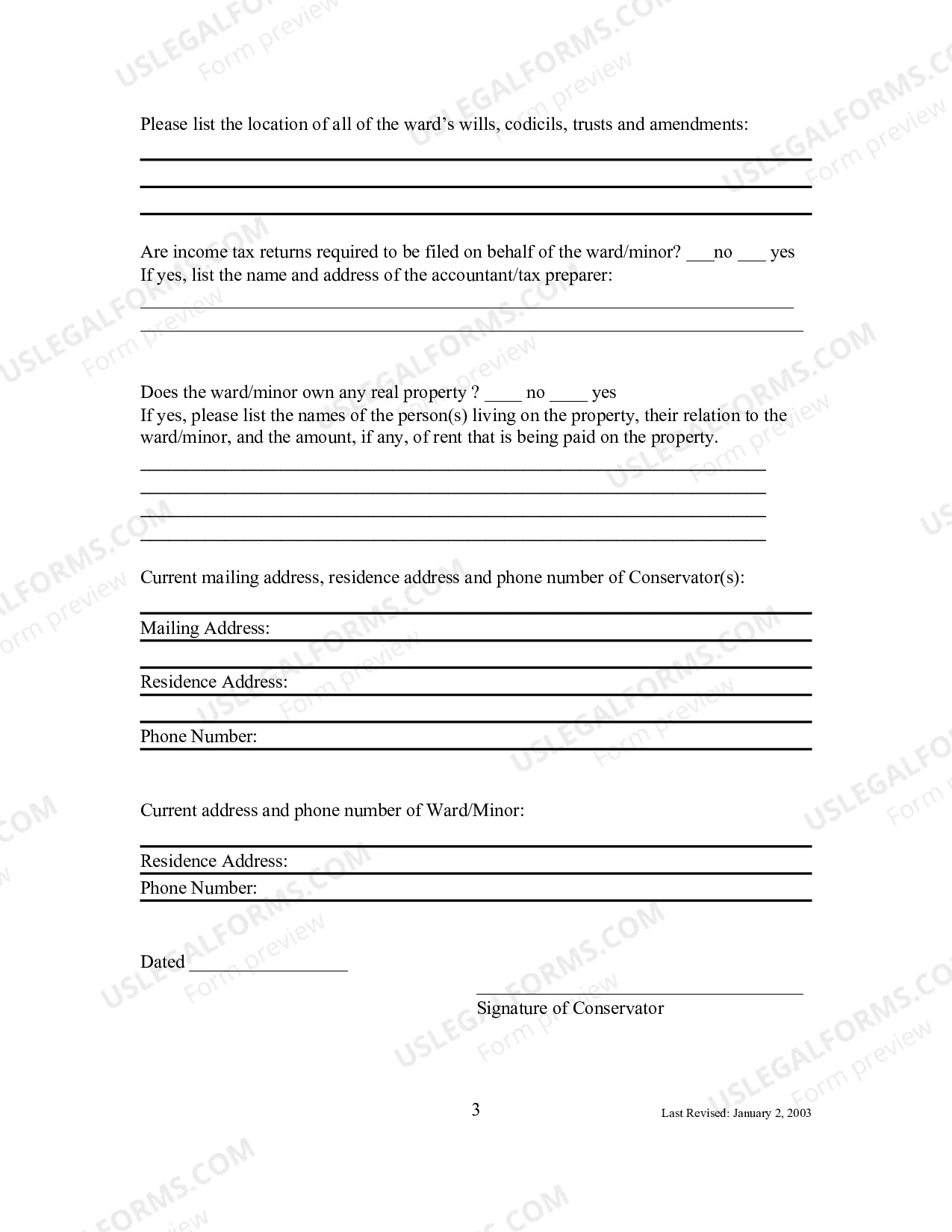 Preview Account Information Sheet